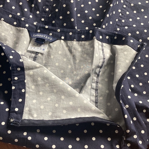 LANDS' END A-Line Polka Dot Knee Length Skirt - Picture 5 of 8
